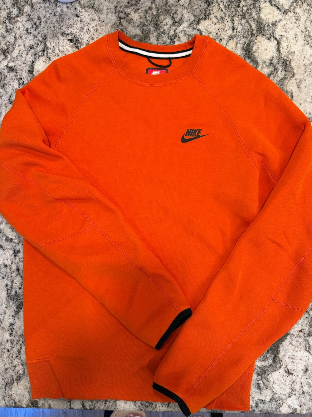 Nike Men’s Bright Orange Crewneck Sweatshirt with Black Logo